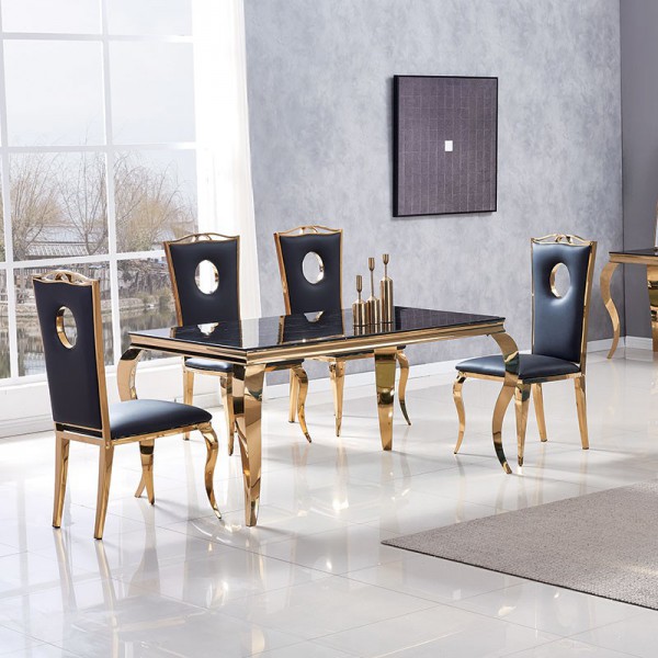 Trézor Oriental - Décoration et Ameublement - Chantepie - Table repas Baroque rectangle Gold